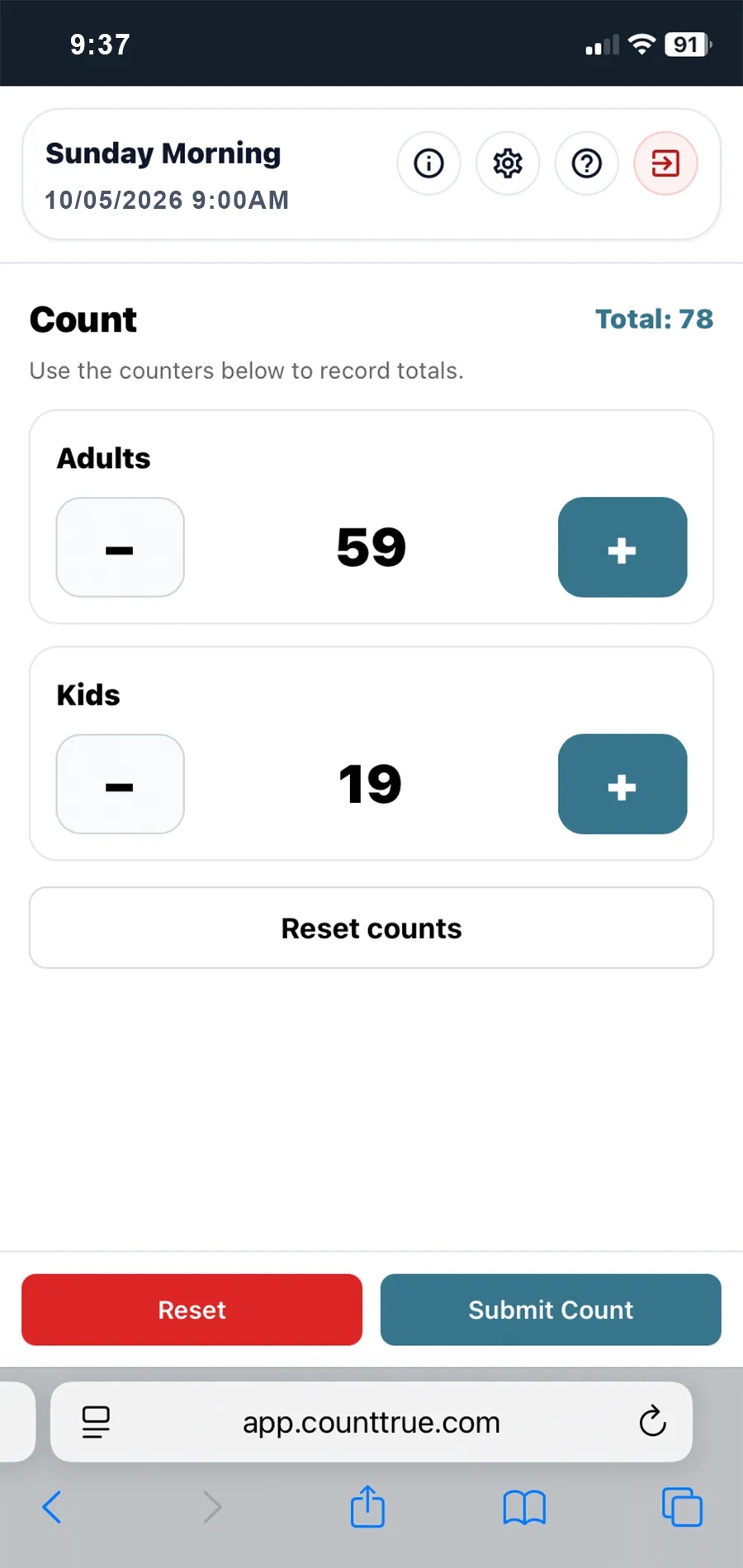 Simple tally counting mode on mobile